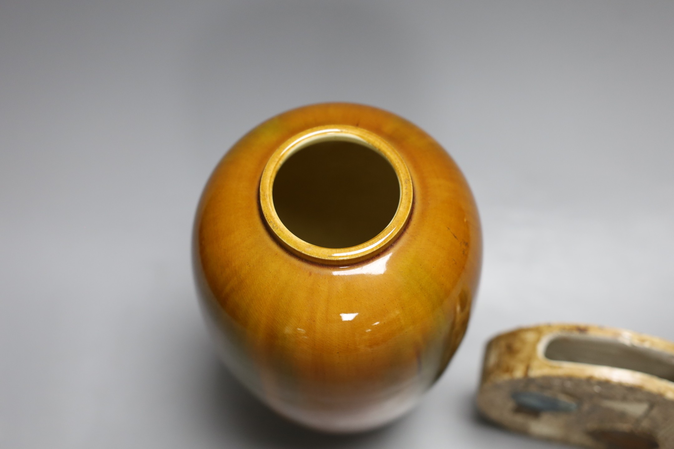 A Burmantofts vase and a Troika wheel vase, tallest 21cm